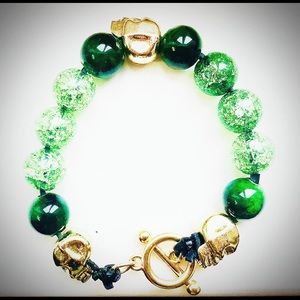 Skull & Glass Bead Toggle Bracelet Spiritual Beads